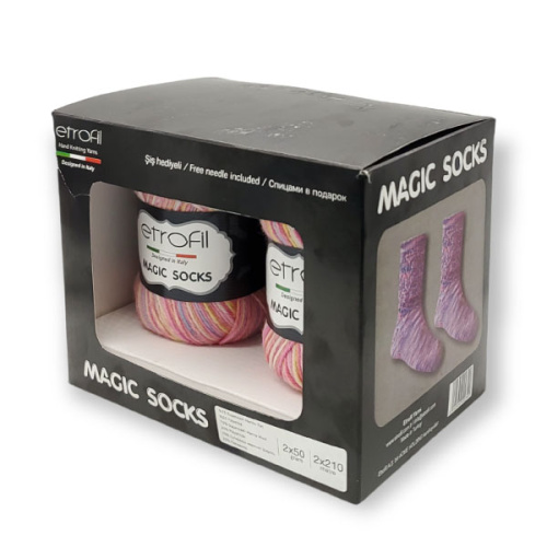 Купить пряжу ETROFIL Magic Socks цвет Розовый-Жёлто-Синий производства фабрики ETROFIL