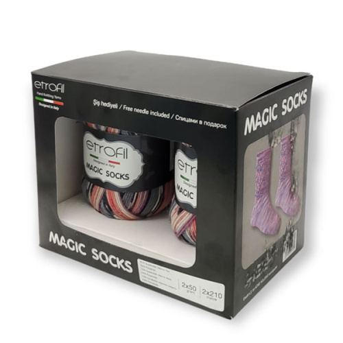 Купить пряжу ETROFIL Magic Socks цвет Серый-Сиреневый производства фабрики ETROFIL