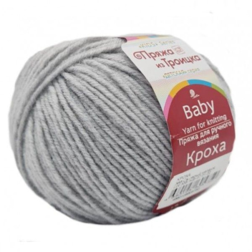 Купить пряжу ТРОИЦКАЯ Кроха цвет 386-Св.серый меланж производства фабрики ТРОИЦКАЯ