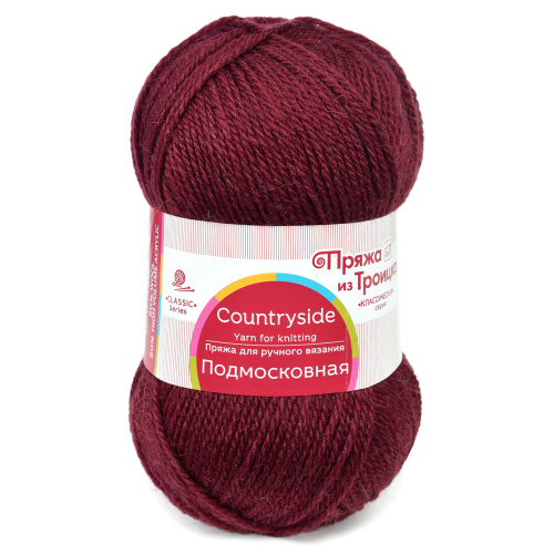 Купить пряжу ТРОИЦКАЯ Подмосковная цвет 07-Бордо производства фабрики ТРОИЦКАЯ