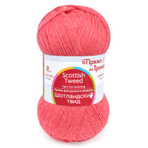 Купить пряжу ТРОИЦКАЯ Шотландский твид цвет 1398-Коралловый меланж производства фабрики ТРОИЦКАЯ