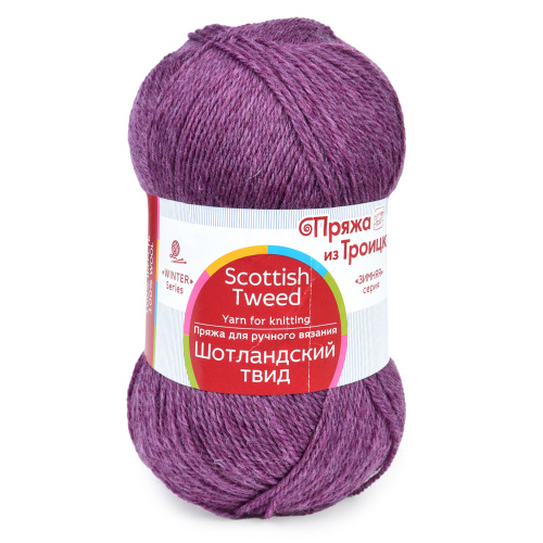 Купить пряжу ТРОИЦКАЯ Шотландский твид цвет 1454-Цикламеновый меланж производства фабрики ТРОИЦКАЯ