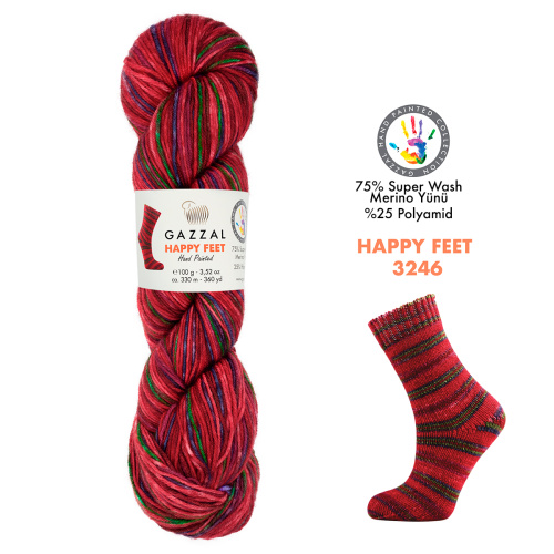 Купить пряжу GAZZAL Happy Feet цвет 3246 производства фабрики GAZZAL