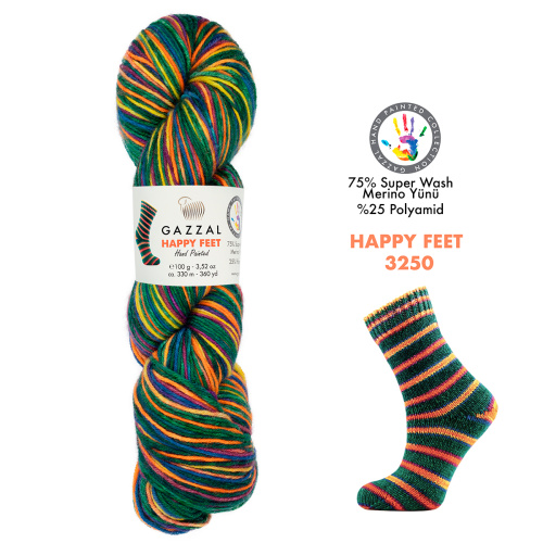 Купить пряжу GAZZAL Happy Feet цвет 3250 производства фабрики GAZZAL