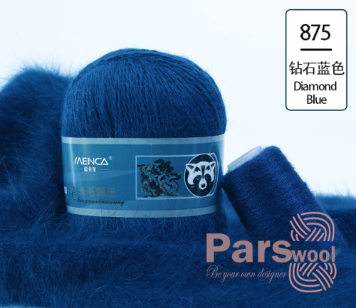 Купить пряжу Menca Пух Норки Синяя Этикетка цвет 875 производства фабрики Menca