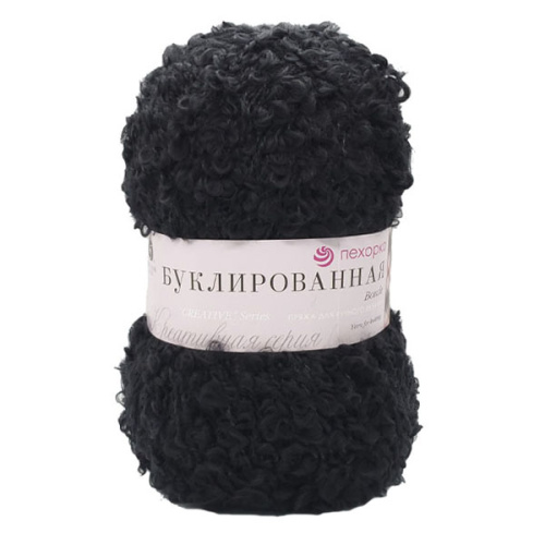 Купить пряжу ПЕХОРСКИЙ ТЕКСТИЛЬ Буклированная цвет 02-Чёрный производства фабрики ПЕХОРСКИЙ ТЕКСТИЛЬ