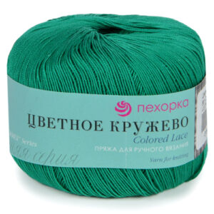 Купить пряжу ПЕХОРСКИЙ ТЕКСТИЛЬ Цветное Кружево цвет 581-Св.изумруд производства фабрики ПЕХОРСКИЙ ТЕКСТИЛЬ