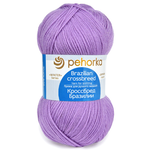 Купить пряжу ПЕХОРСКИЙ ТЕКСТИЛЬ Кроссбред Бразилии цвет 389-Св.фиалка производства фабрики ПЕХОРСКИЙ ТЕКСТИЛЬ