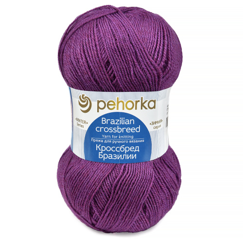Купить пряжу ПЕХОРСКИЙ ТЕКСТИЛЬ Кроссбред Бразилии цвет 575-Ярко-лиловый производства фабрики ПЕХОРСКИЙ ТЕКСТИЛЬ