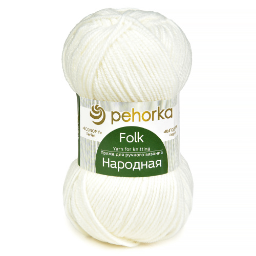 Купить пряжу ПЕХОРСКИЙ ТЕКСТИЛЬ Народная цвет 01-Белый производства фабрики ПЕХОРСКИЙ ТЕКСТИЛЬ
