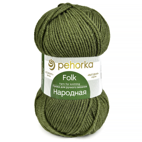 Купить пряжу ПЕХОРСКИЙ ТЕКСТИЛЬ Народная цвет 478-Защитный производства фабрики ПЕХОРСКИЙ ТЕКСТИЛЬ