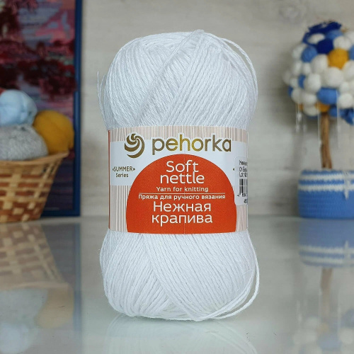 Купить пряжу ПЕХОРСКИЙ ТЕКСТИЛЬ Нежная крапива цвет 01-Белый производства фабрики ПЕХОРСКИЙ ТЕКСТИЛЬ
