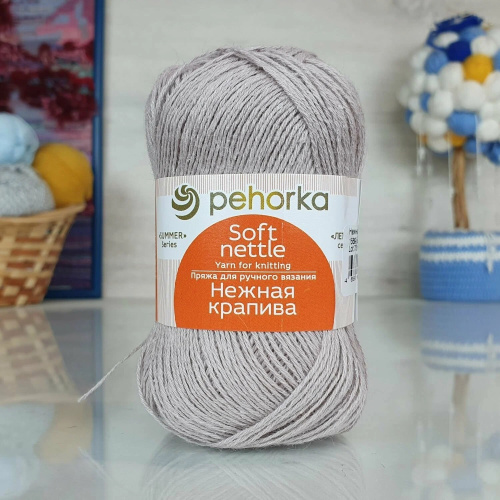 Купить пряжу ПЕХОРСКИЙ ТЕКСТИЛЬ Нежная крапива цвет 1569-Вешенки производства фабрики ПЕХОРСКИЙ ТЕКСТИЛЬ