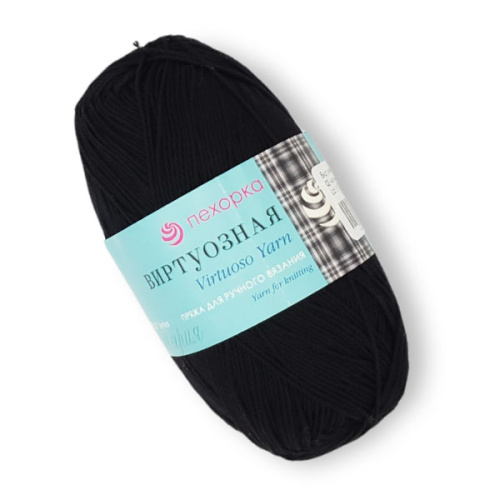 Купить пряжу ПЕХОРСКИЙ ТЕКСТИЛЬ Виртуозная цвет 02-Чёрный производства фабрики ПЕХОРСКИЙ ТЕКСТИЛЬ