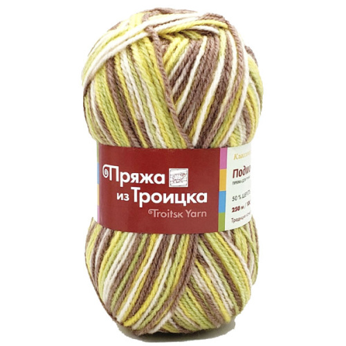 Купить пряжу ТРОИЦКАЯ Подмосковная принт цвет 7092 производства фабрики ТРОИЦКАЯ