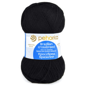 Купить пряжу ПЕХОРСКИЙ ТЕКСТИЛЬ Кроссбред Бразилии цвет 02-Чёрный производства фабрики ПЕХОРСКИЙ ТЕКСТИЛЬ