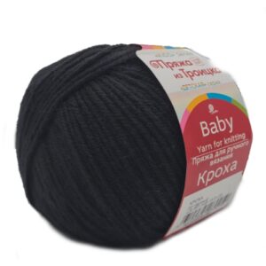 Купить пряжу ТРОИЦКАЯ Кроха цвет 02-Чёрный производства фабрики ТРОИЦКАЯ