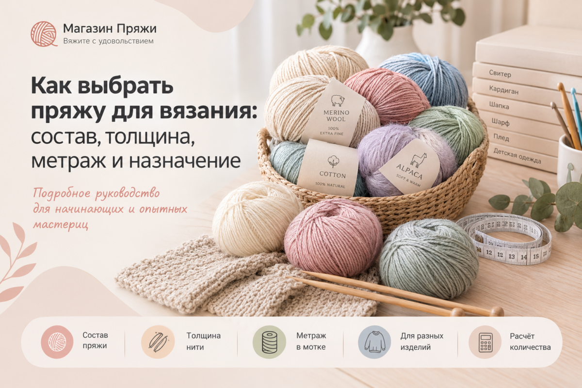 Как выбрать пряжу для вязания состав, толщина, метраж и назначение